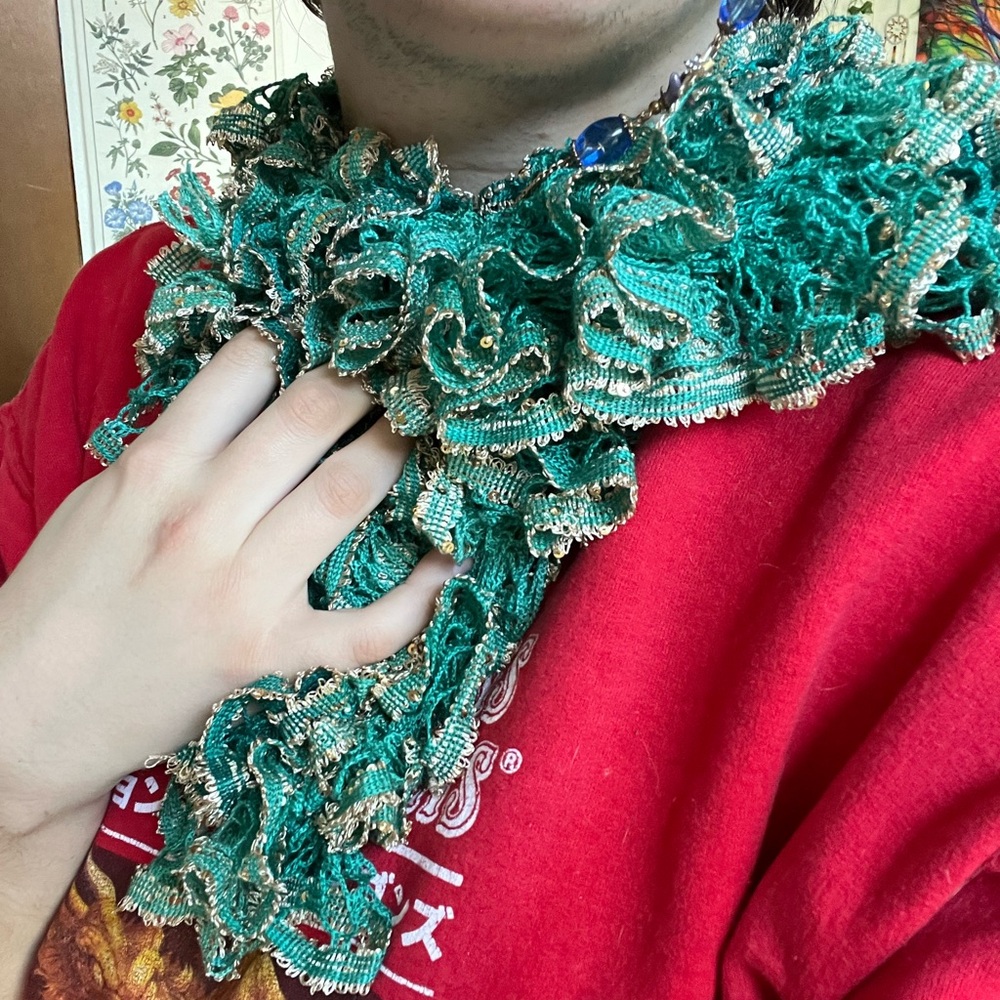 Handmade wrap ruffle scarf